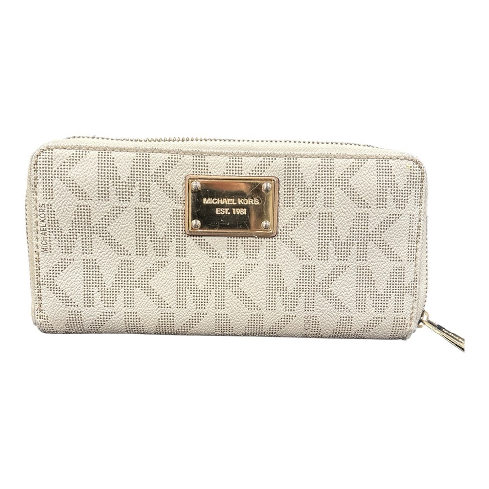 Michael Kors Jet Set Item Vanilla Zip Around Continental Wallet Vanilla